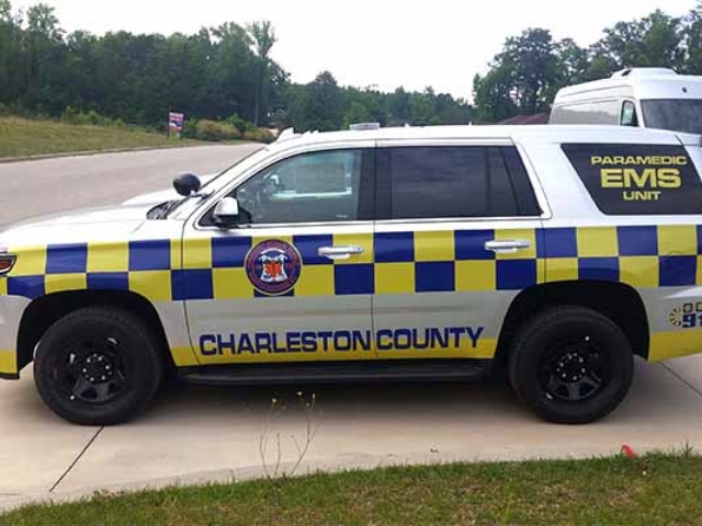 Custom graphics and decals for Charleston County Emergency Vehicle