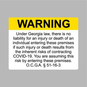COVID-19 warning signs OCGA 51 16 3