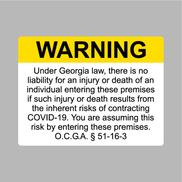 COVID-19 warning signs OCGA 51 16 3